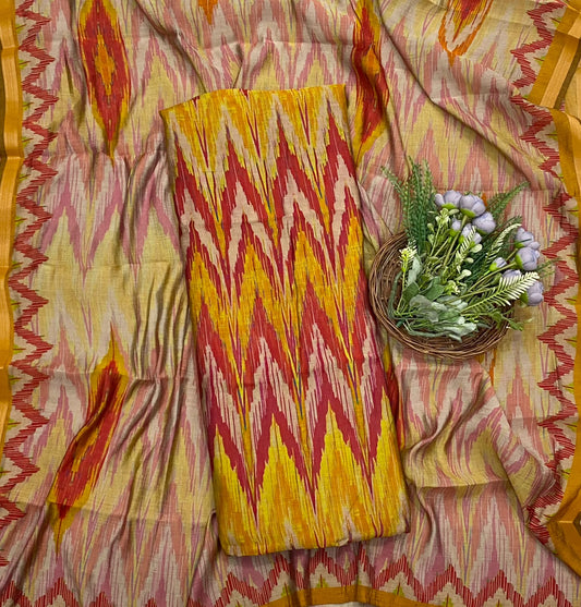 217D Maheshwari Yellow Suit Fabric / CKC Maheshwari Suits