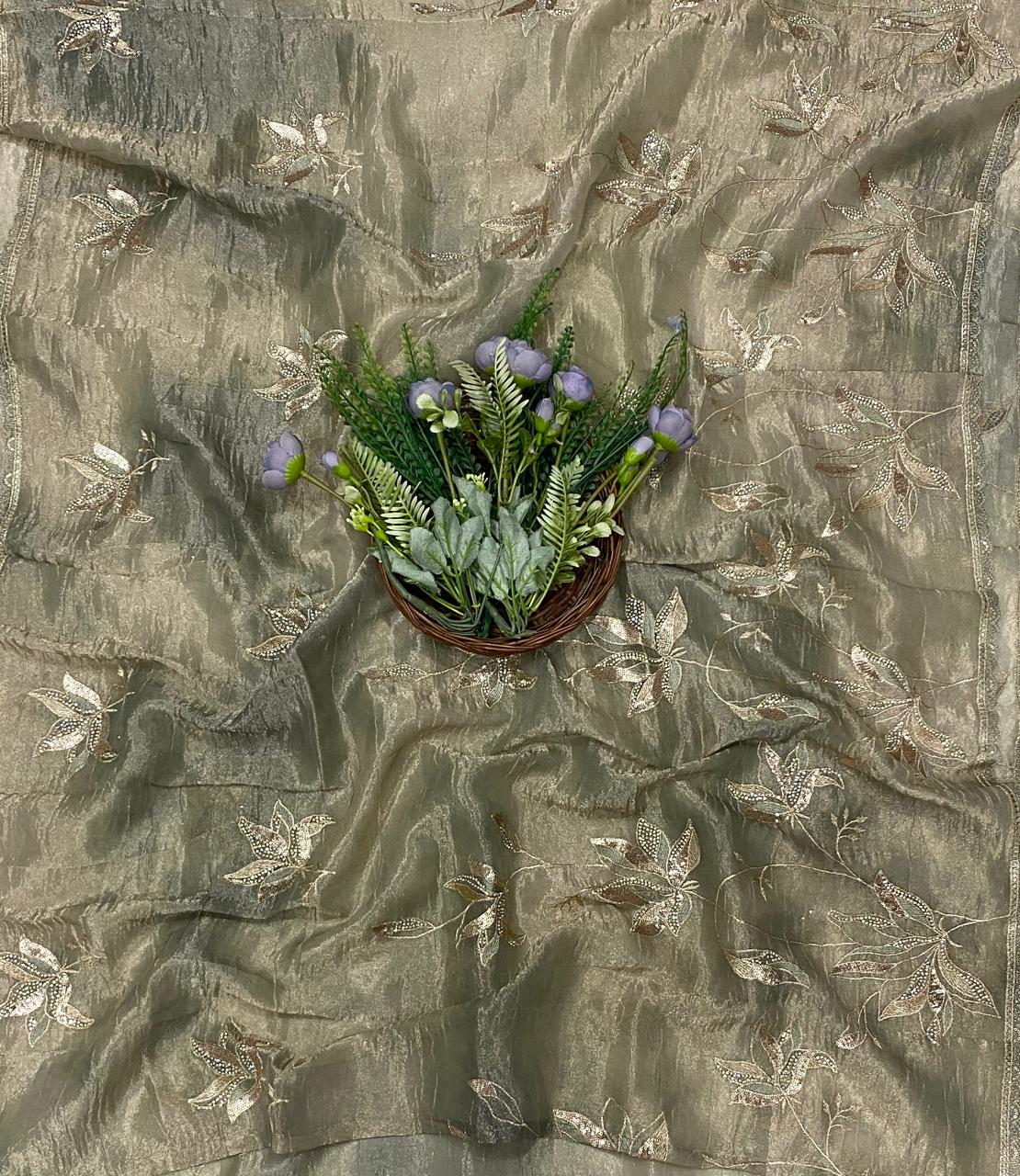 247D Shimmer Dusty Green Suit Fabric/ CKC Partywear Collection