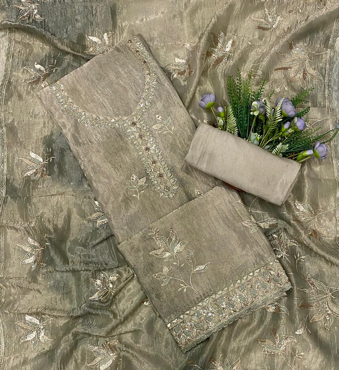 247D Shimmer Dusty Green Suit Fabric/ CKC Partywear Collection