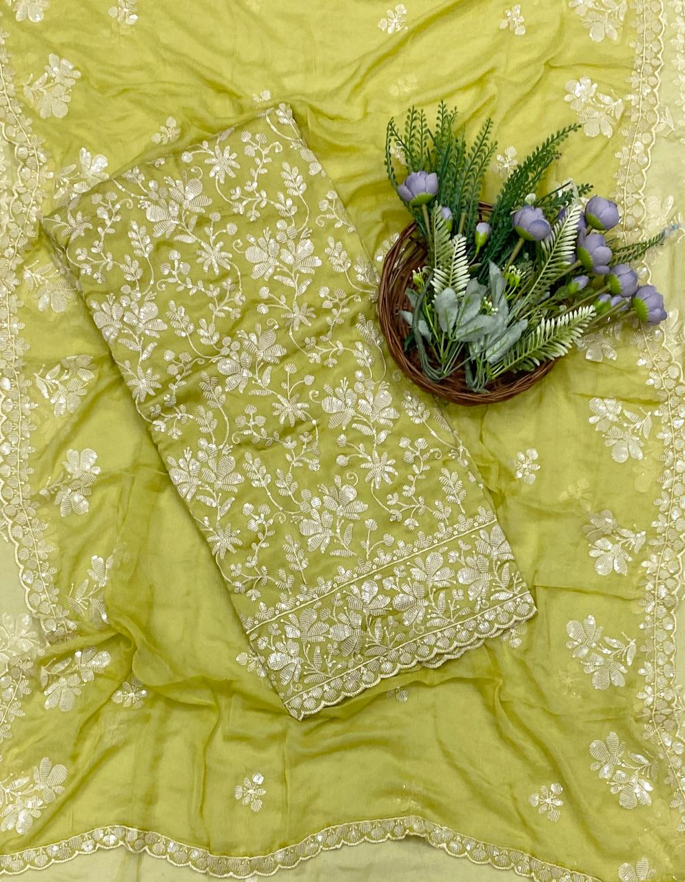 241D Chinon Green Suit Fabric/ CKC Partywear Collection