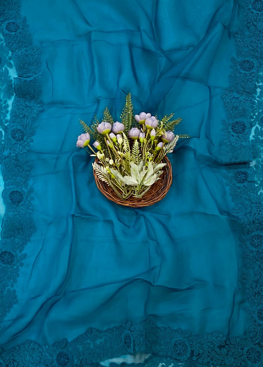 262D Pure Organza Dark Blue Suit Fabric/ CKC Partywear Collection