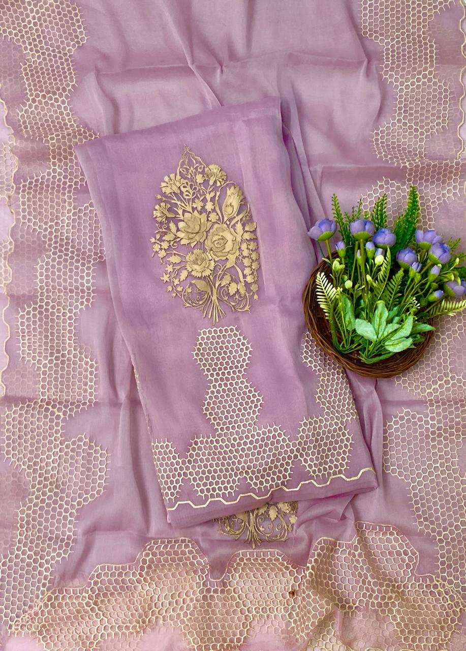 267D Pure Tissue Organza Lilac Suit Fabric/ CKC Partywear Collection