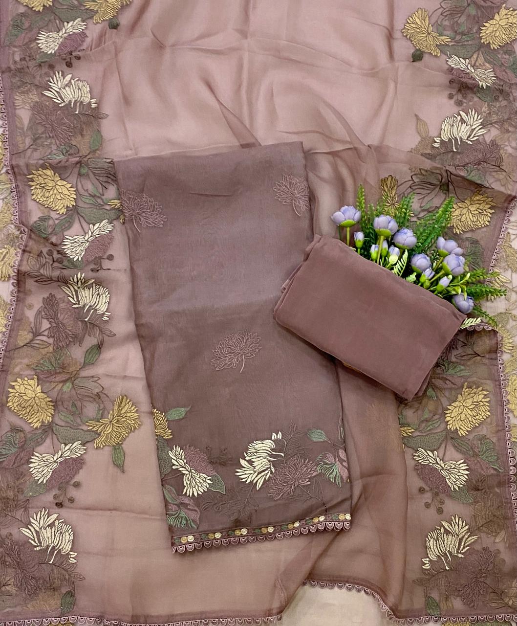 252D Pure Organza Dusty Lilac Suit Fabric/ CKC Partywear Collection