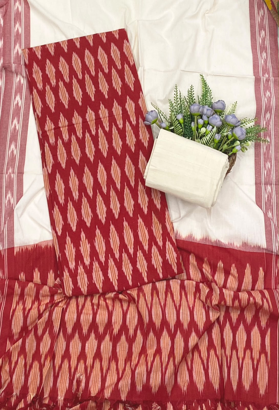 277D Cotton Red Suit Fabric / CKC Cotton Bazaar