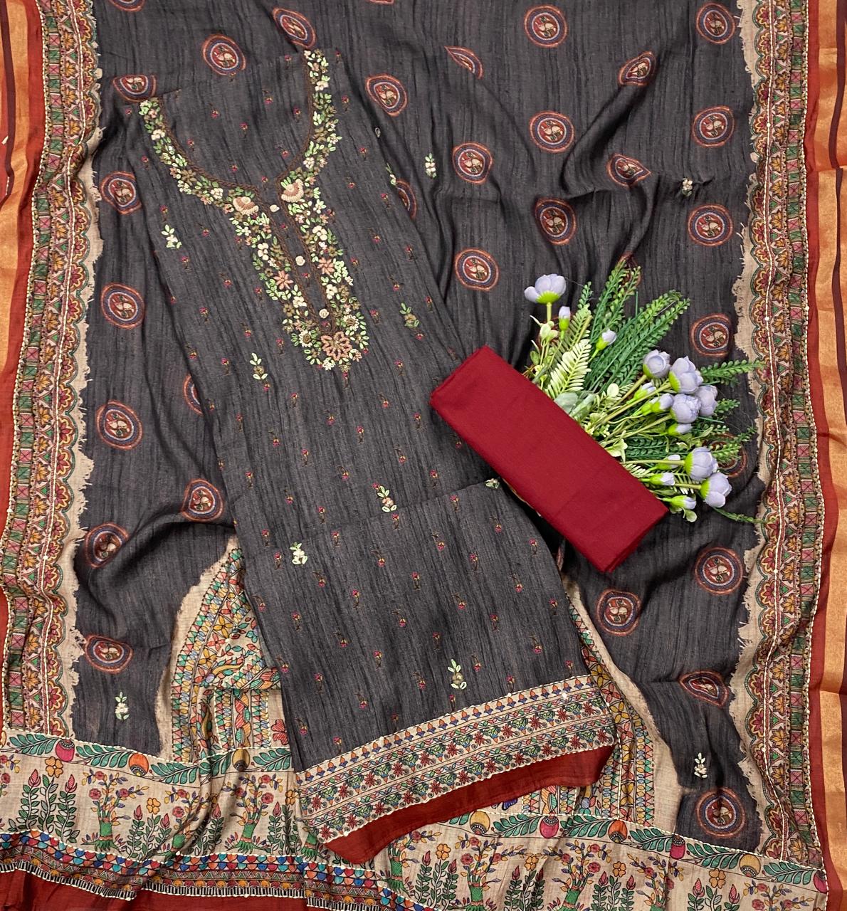 516C Maheshwari Brown Suit Fabric / CKC Maheshwari Suits