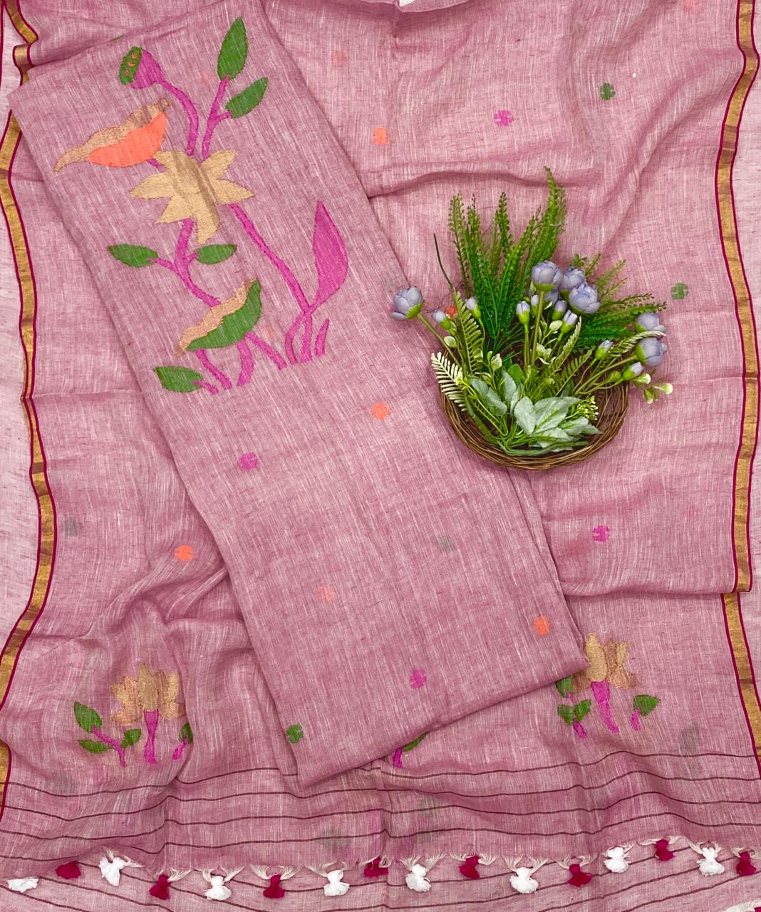 334D Linen Pink Suit Fabric/ CKC Linen Suits
