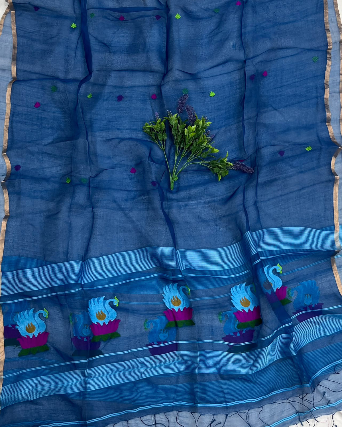 339D Linen Silk Dark Blue Suit Fabric/ CKC Linen Suits