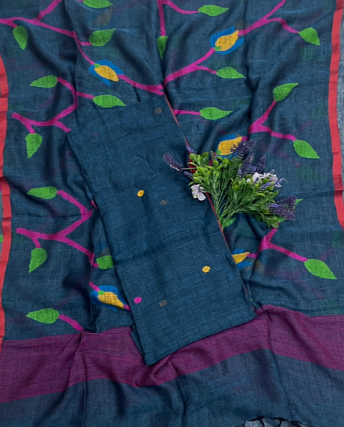 321D Linen Peacock Blue Suit Fabric/ CKC Linen Suits