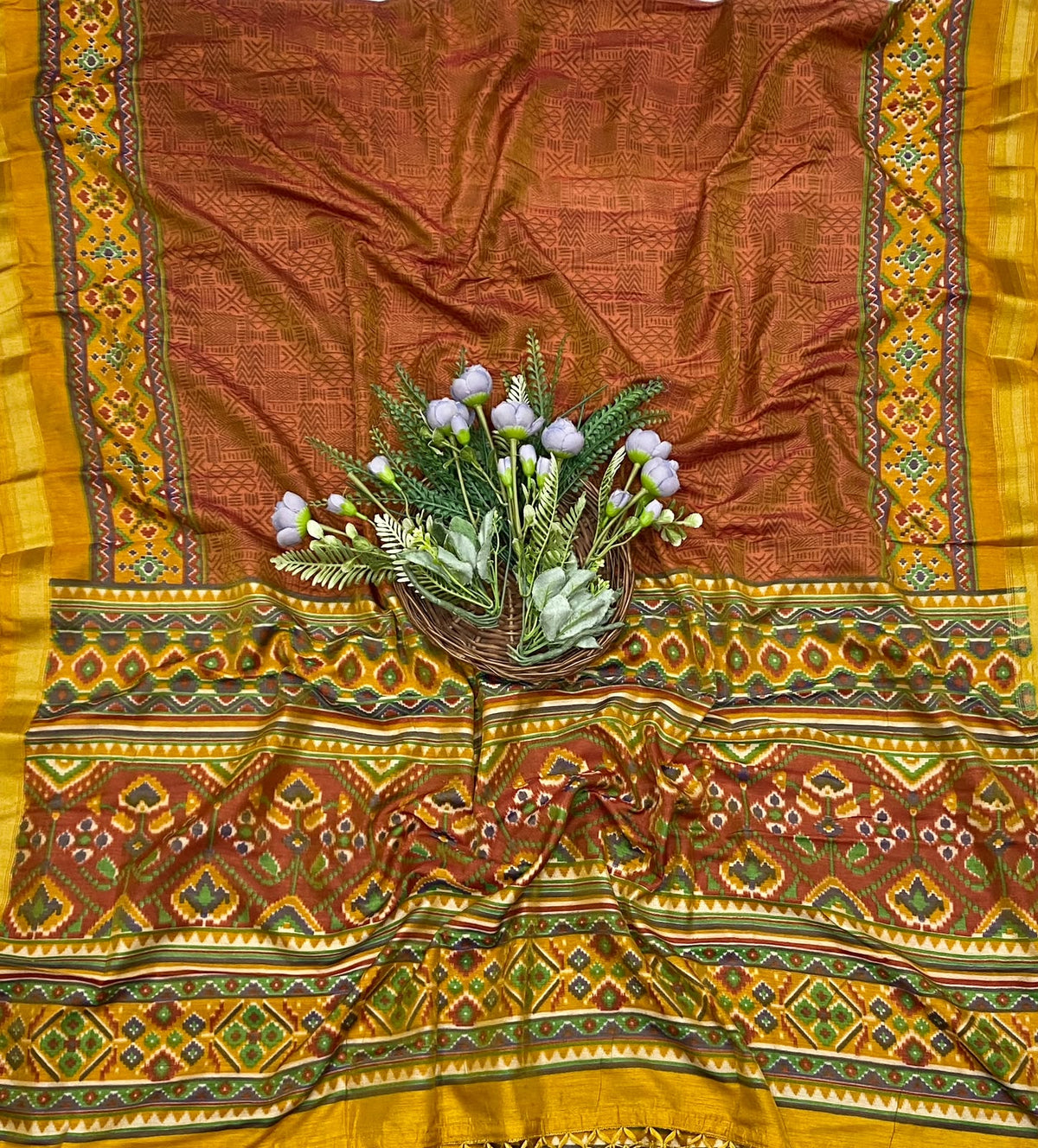 379D Patola Silk Yellow Suit Fabric / CKC Patola Silk Suit
