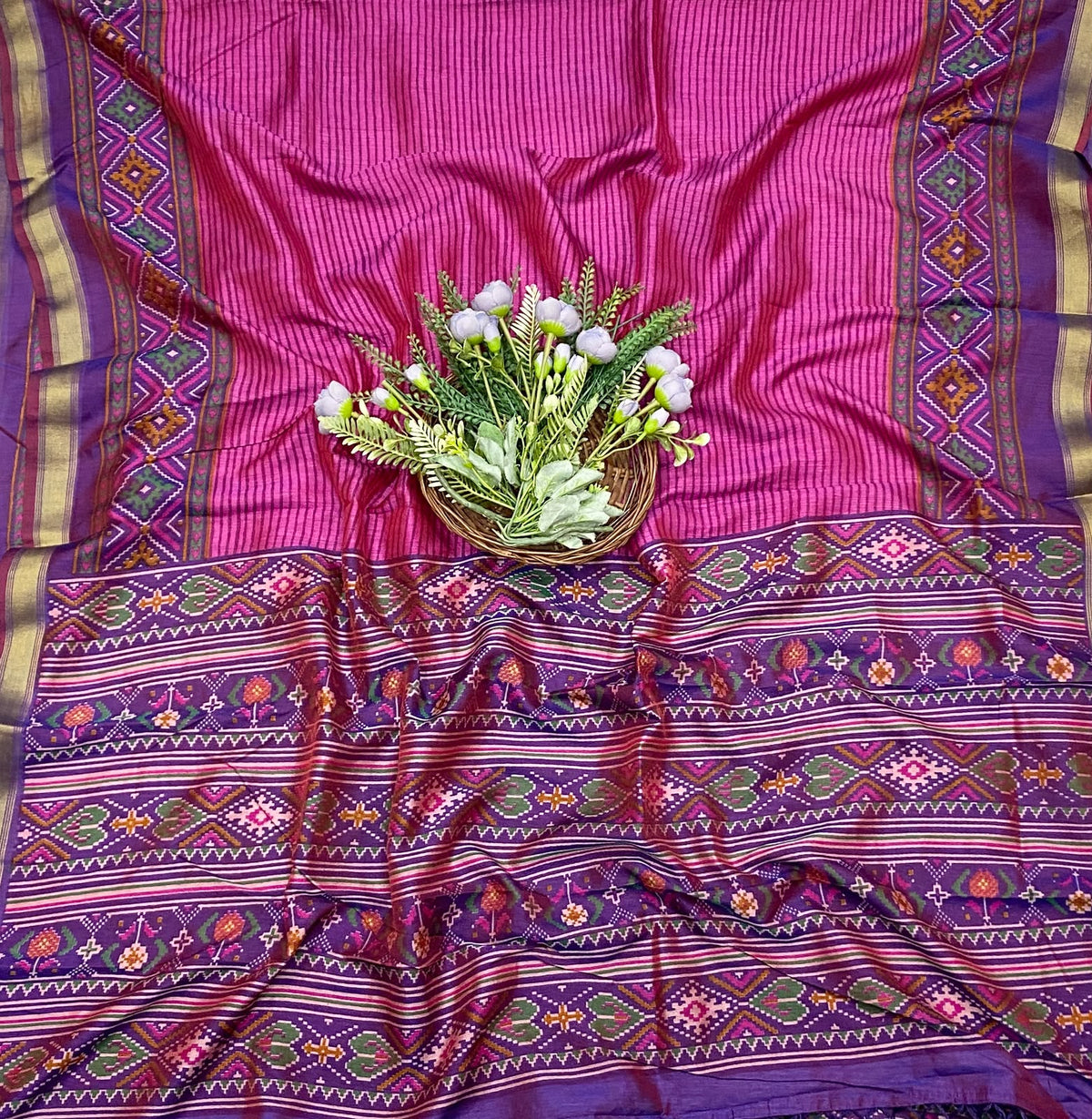 374D Patola Silk Purple Suit Fabric / CKC Patola Silk Suit