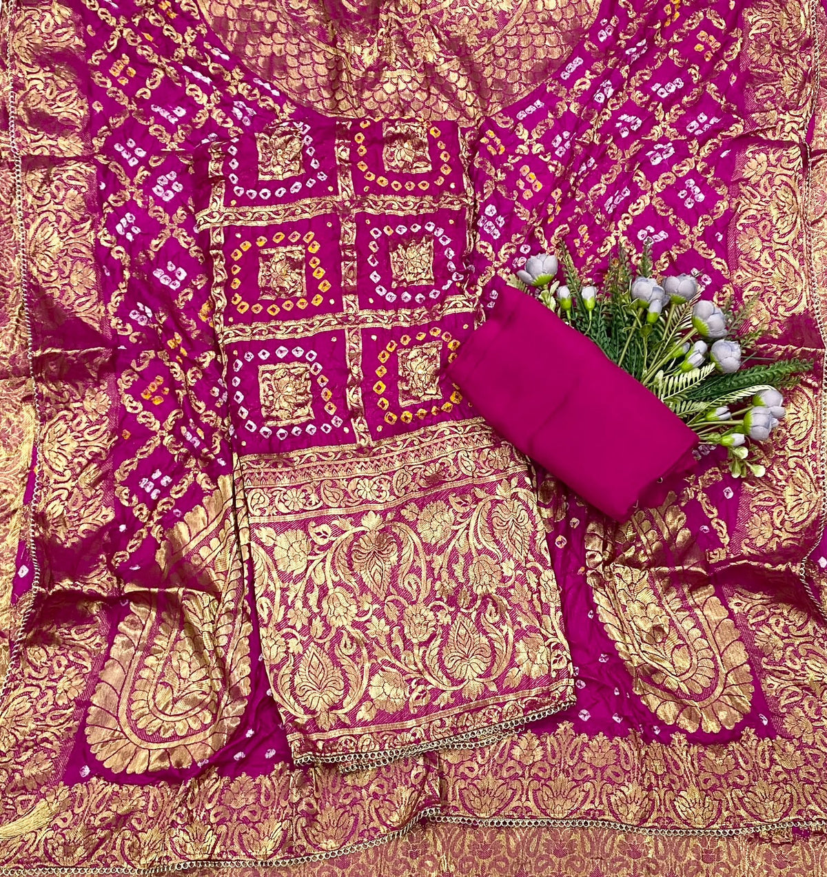 378D Gharchola Hot Pink Suit Fabric / CKC Jaipuri Suits