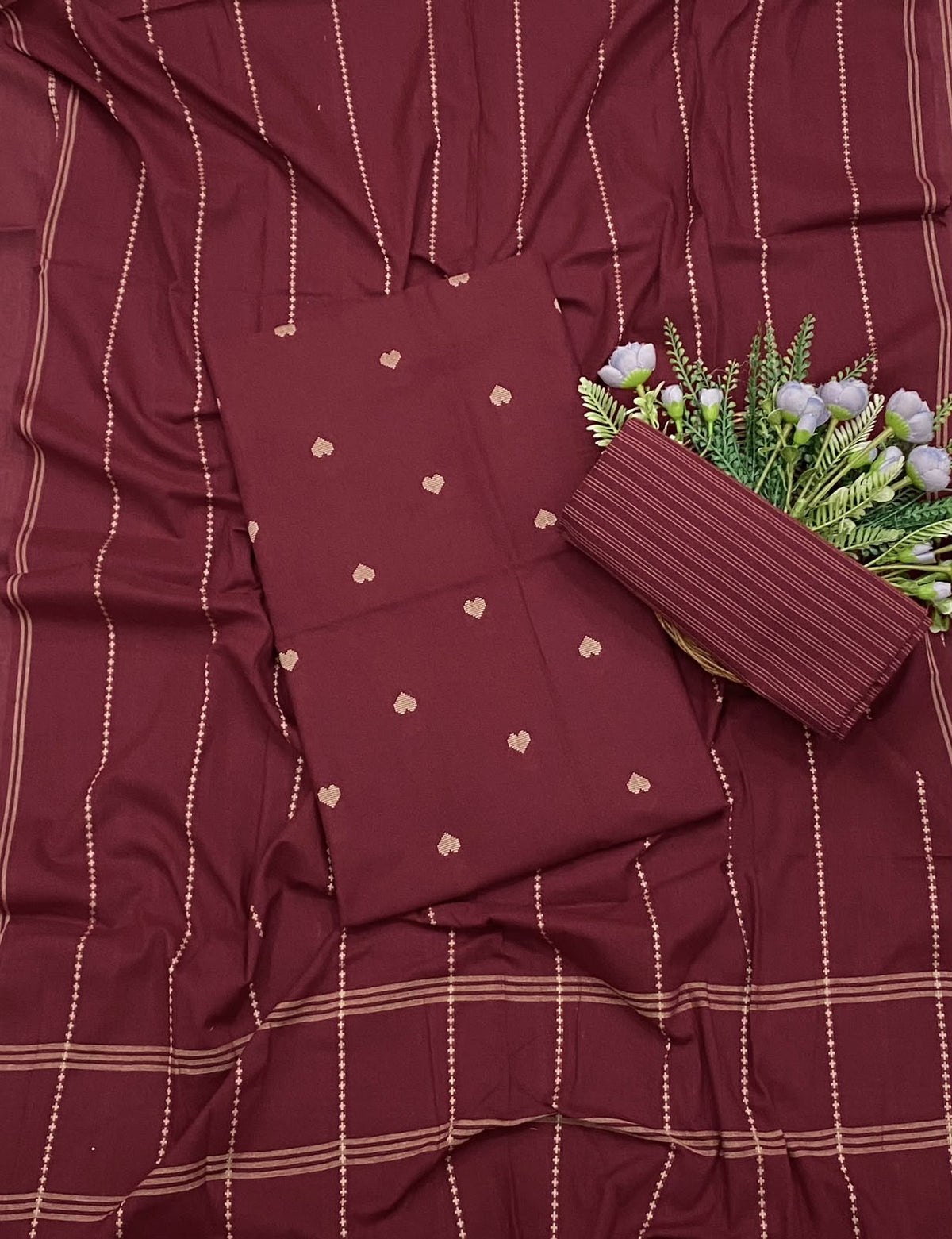 358D Cotton Dark Maroon suit Fabric / CKC Cotton Bazaar