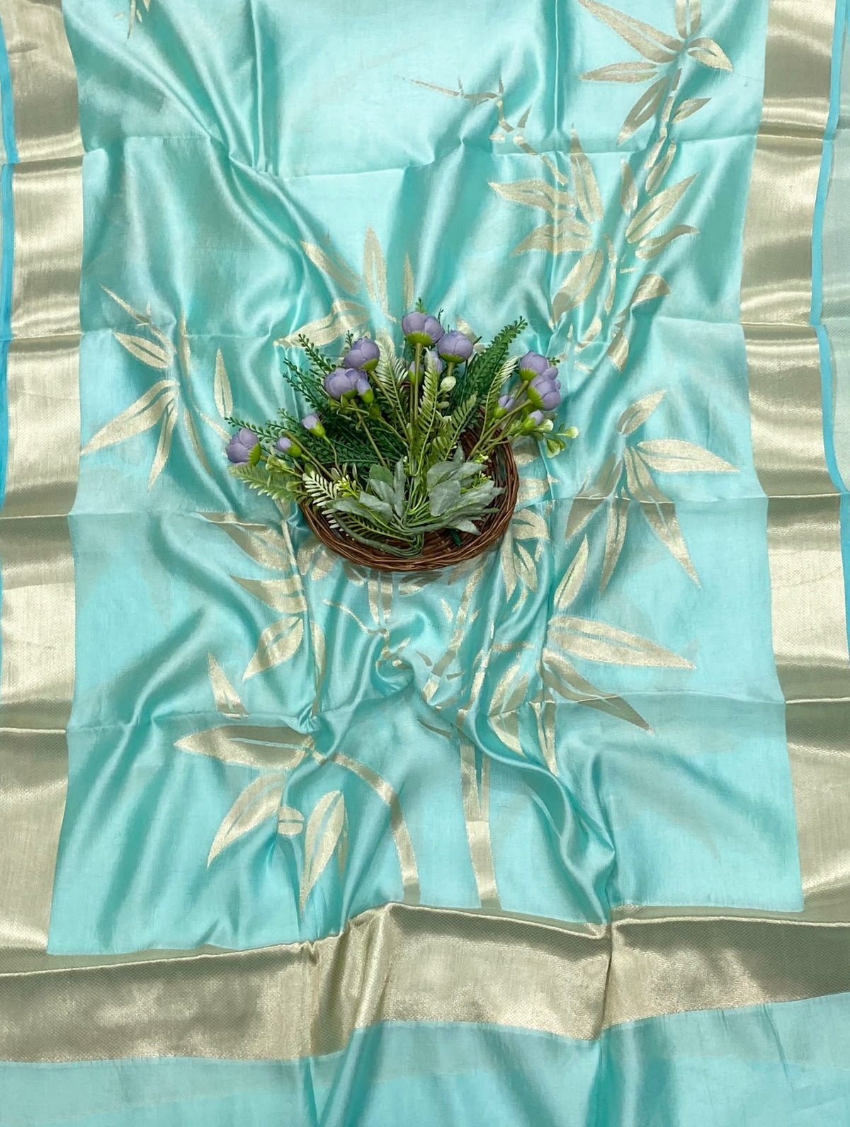 363D Banarasi Silk Sea Blue Suit Fabric / CKC Banarasi Edit