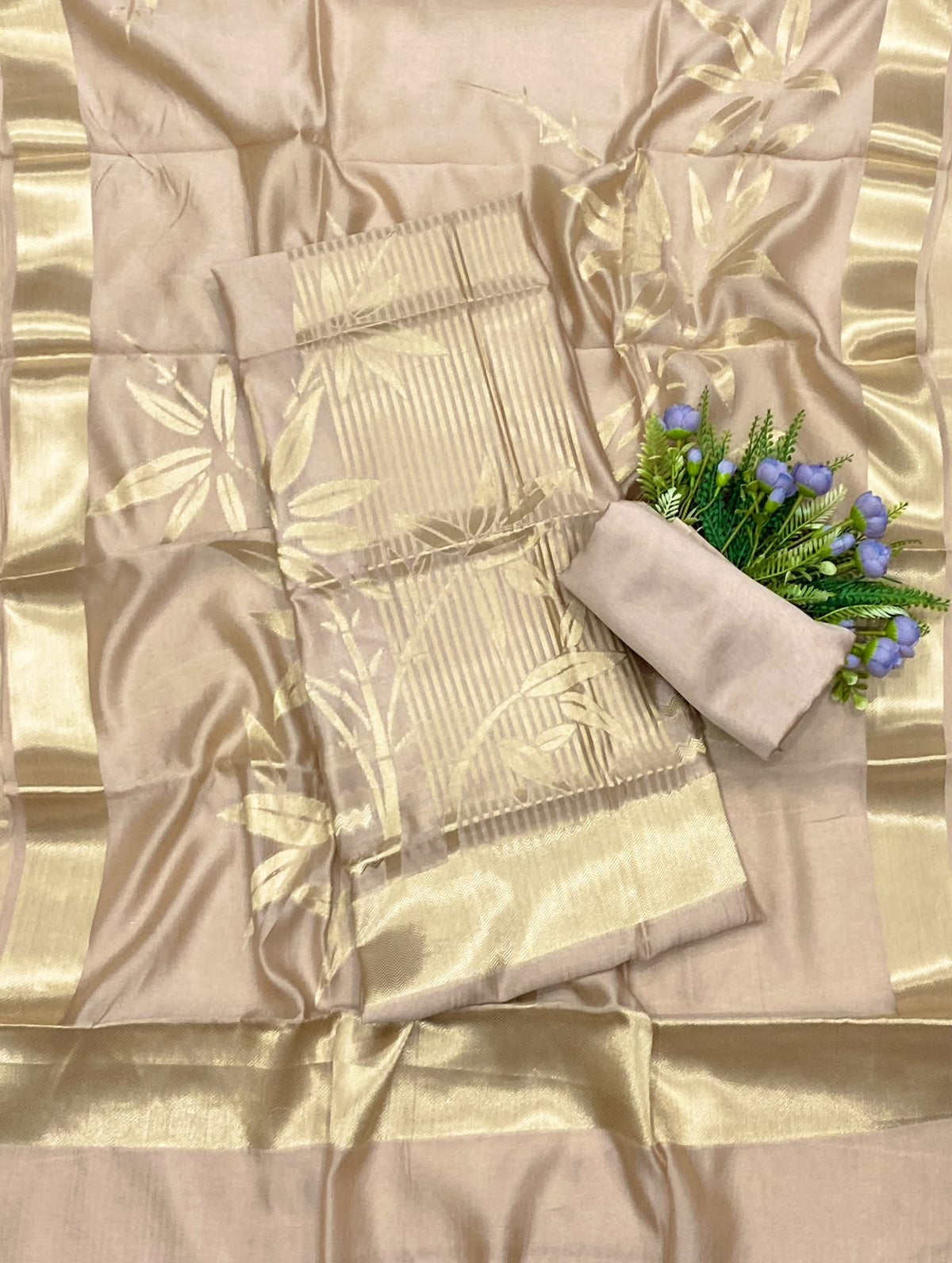 364D Banarasi Silk Light Peach  Suit Fabric / CKC Banarasi Edit
