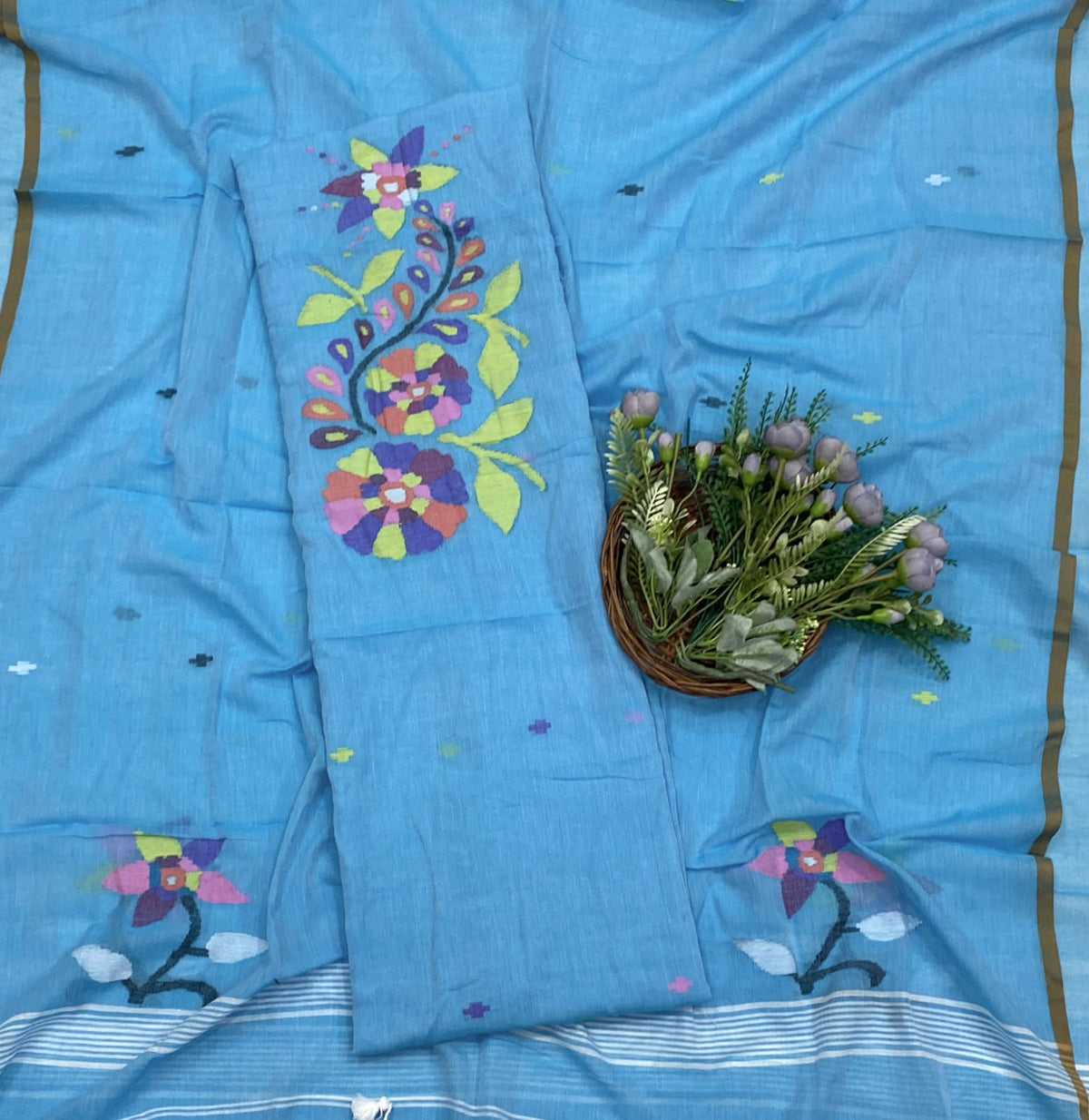 343D  Pure Mul Cotton Blue Suit Fabric / CKC Mul Cotton