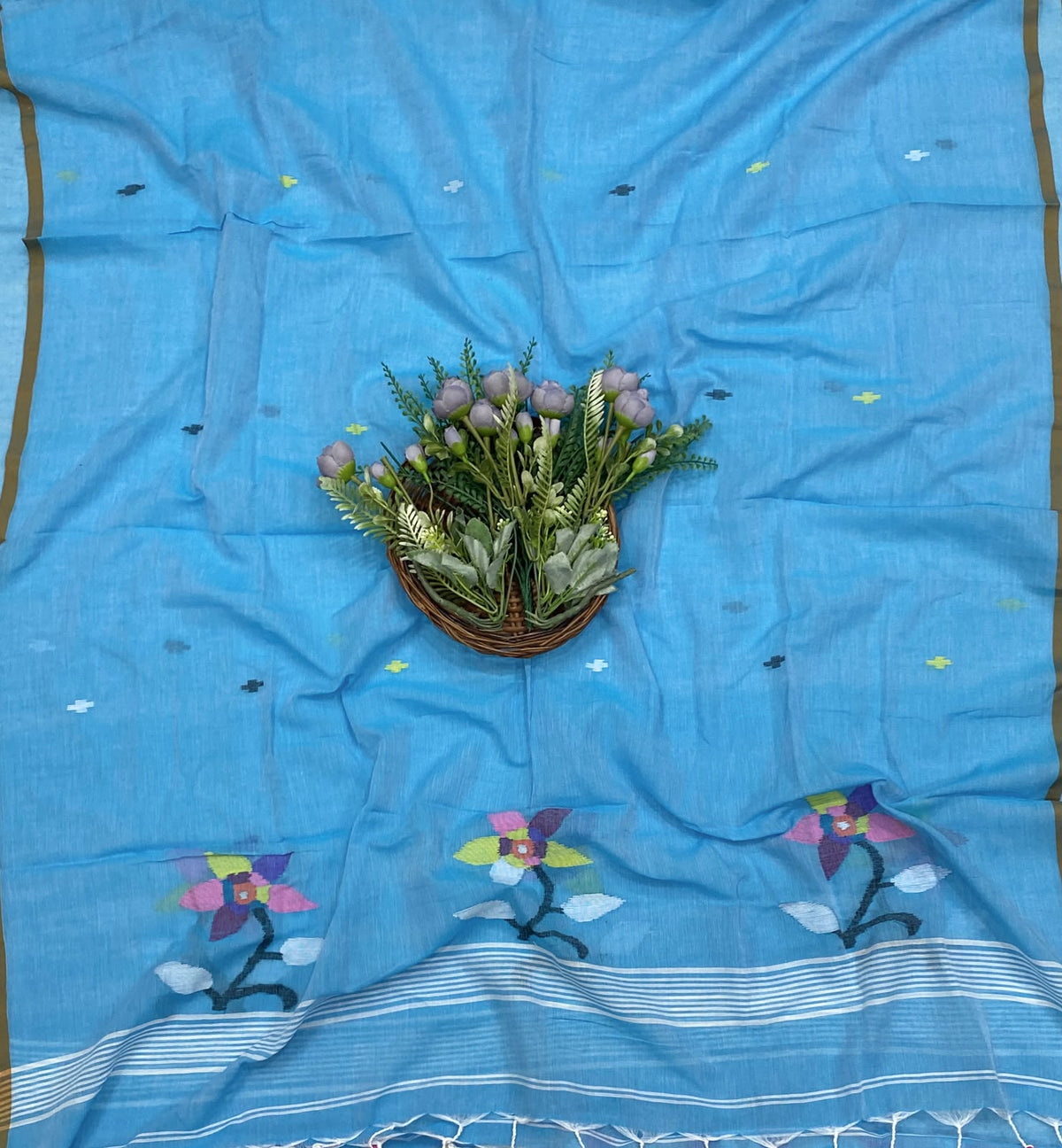 343D  Pure Mul Cotton Blue Suit Fabric / CKC Mul Cotton
