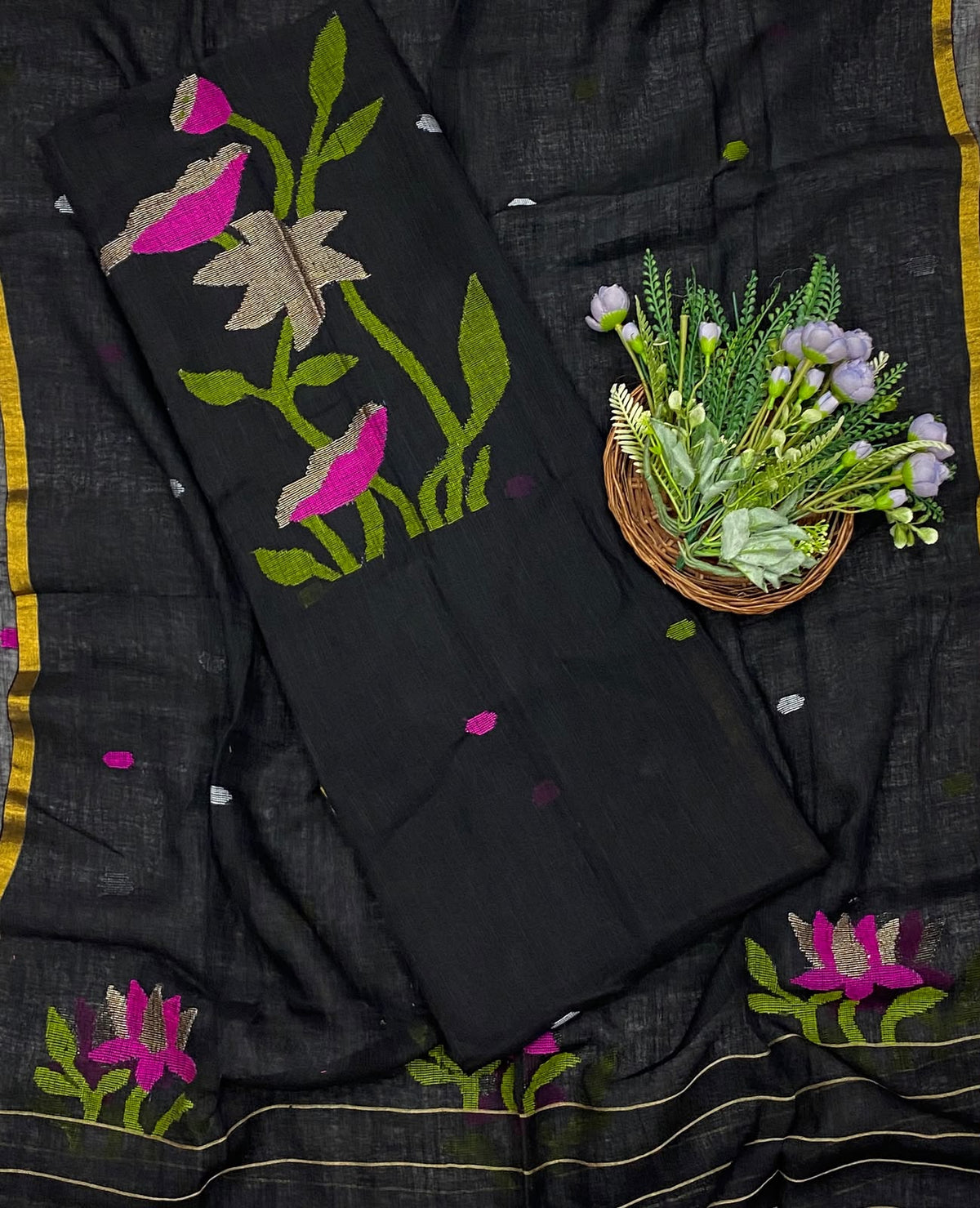 337D Linen Black Suit Fabric/ CKC Linen Suits