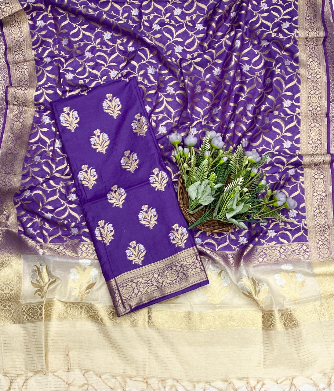 391D Banarasi Silk Purple Suit Fabric / CKC Banarasi Edit