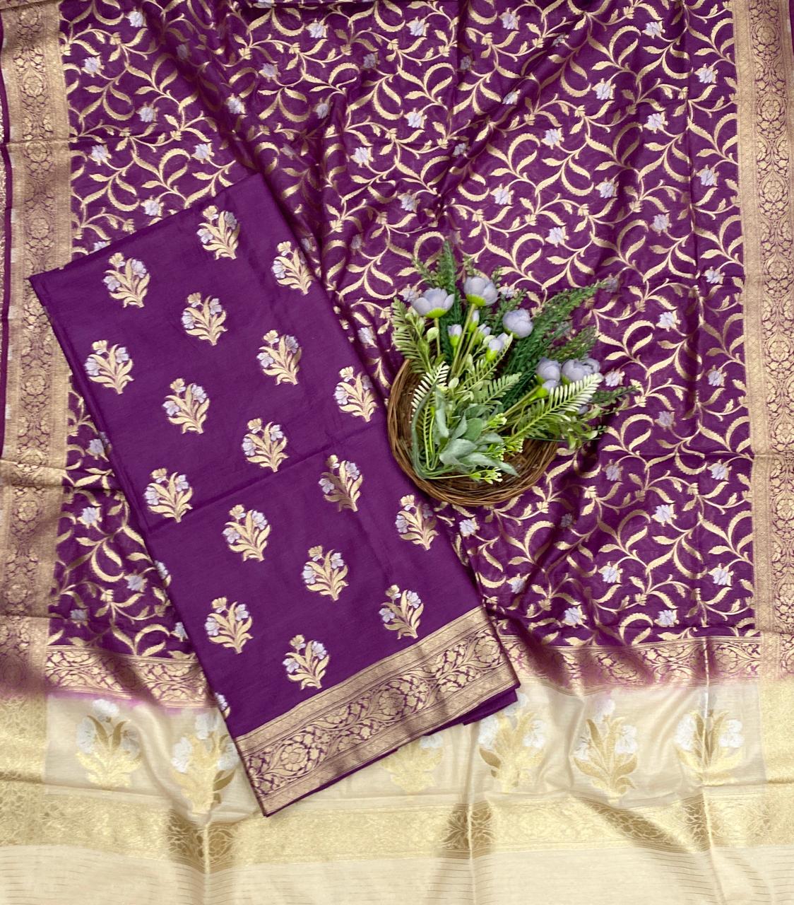 390D Banarasi Silk Wine Suit Fabric / CKC Banarasi Edit