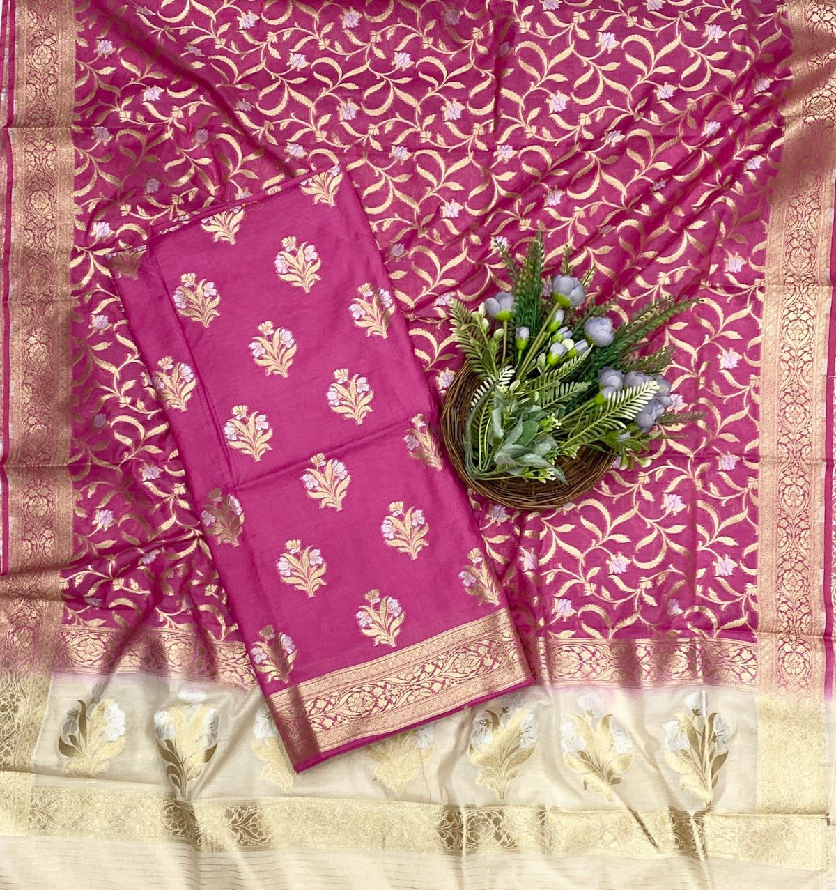 392D Banarasi Silk Pink Suit Fabric / CKC Banarasi Edit