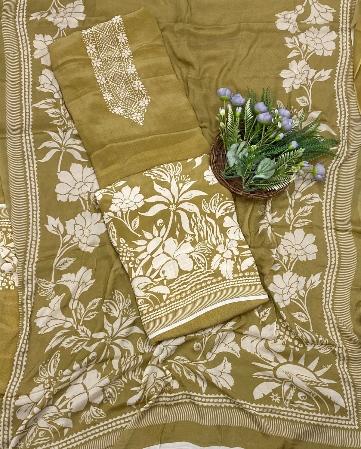 355D Crepe Light Mustard Suit Fabric / CKC Crepe Suits
