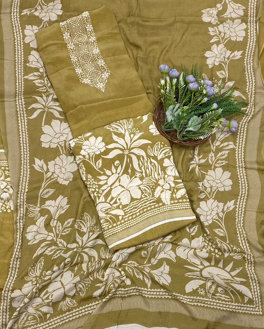 355D Crepe Light Mustard Suit Fabric / CKC Crepe Suits