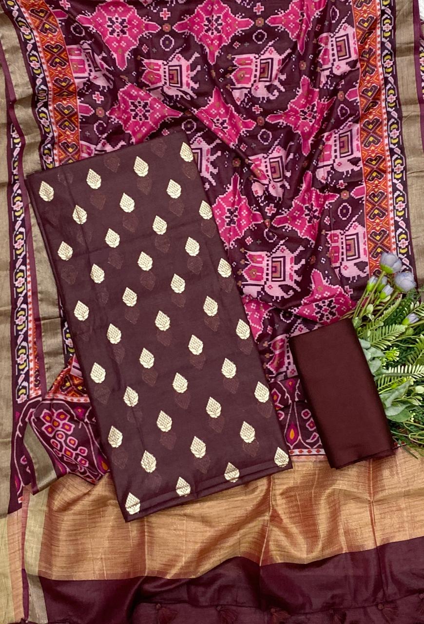 386D Banarasi Silk Dark Wine Suit Fabric / CKC Banarasi Edit