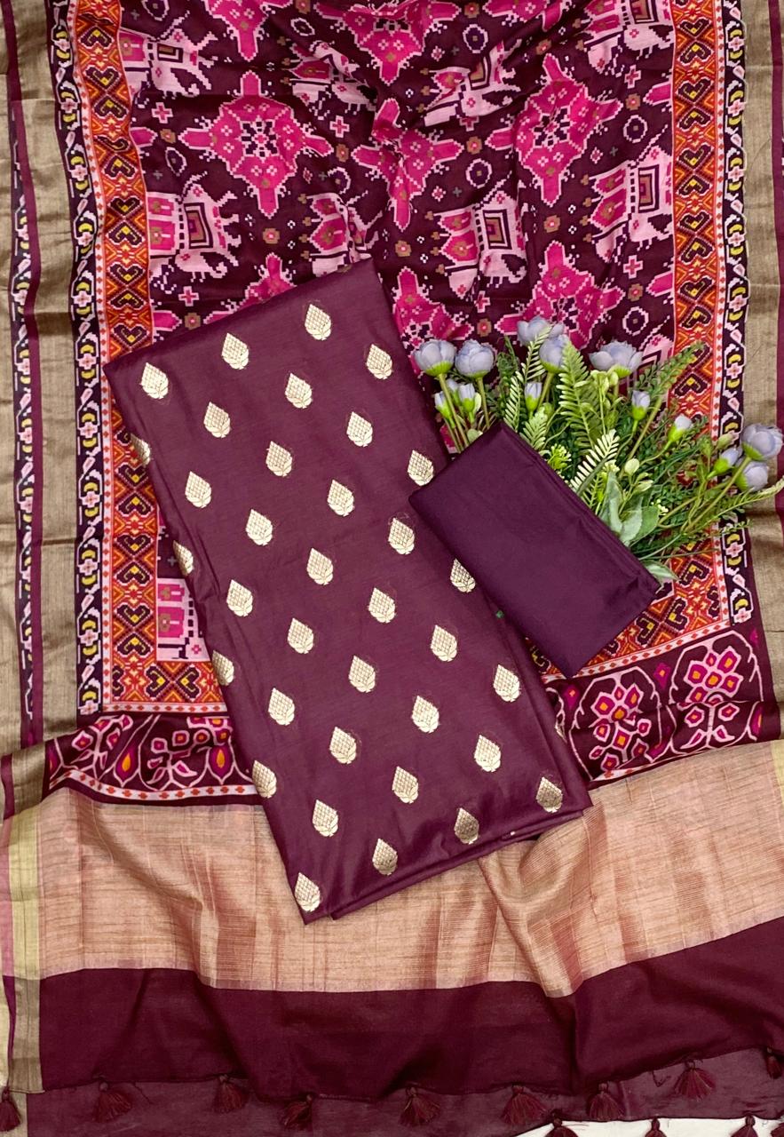 387D Banarasi Silk Wine Suit Fabric / CKC Banarasi Edit