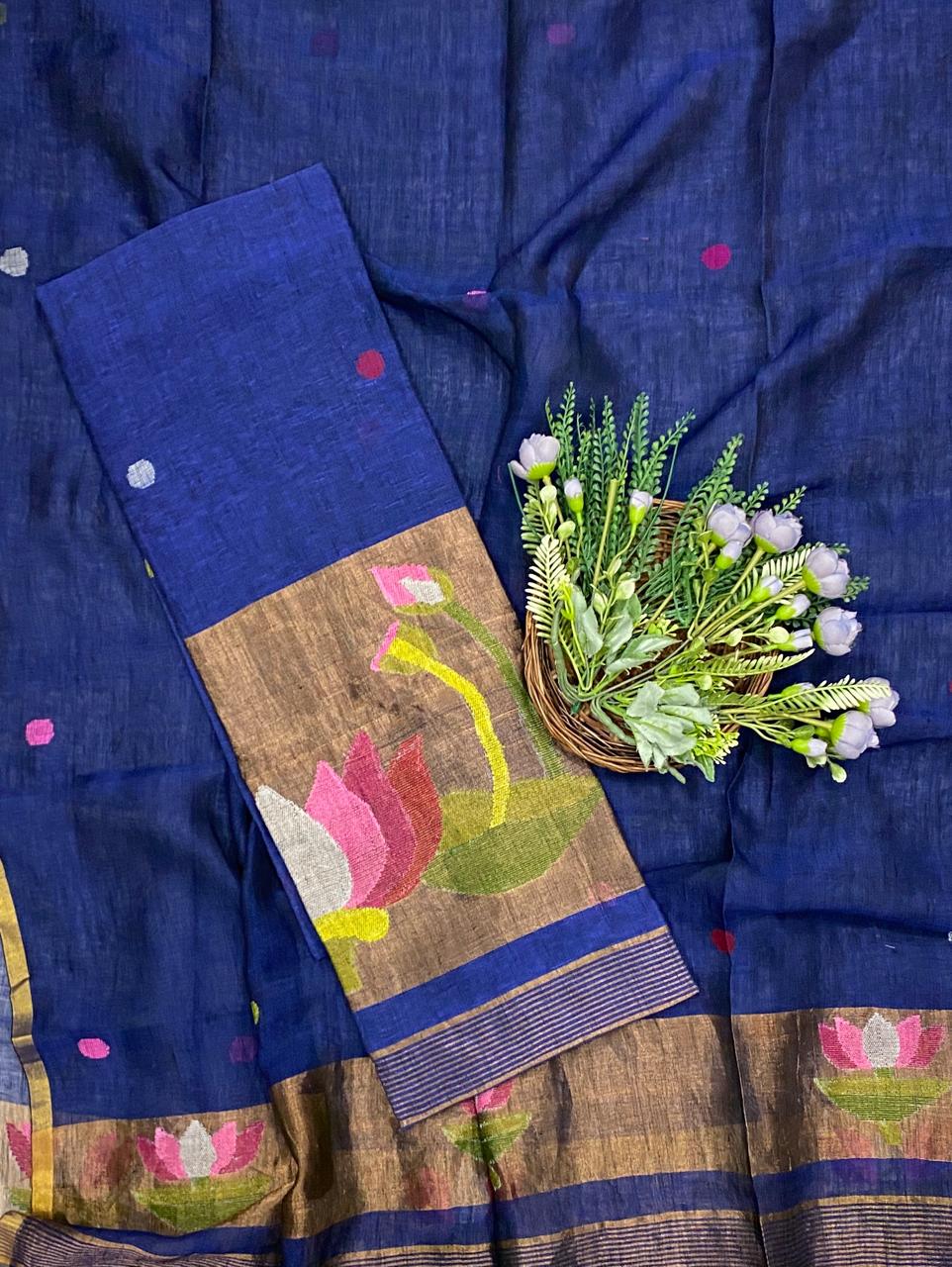 273D Linen Navy Blue Suit Fabric/ CKC Linen Suits