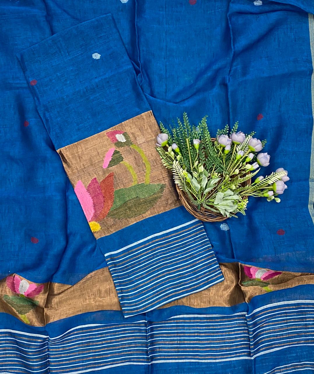268D Linen Blue Suit Fabric/ CKC Linen Suits