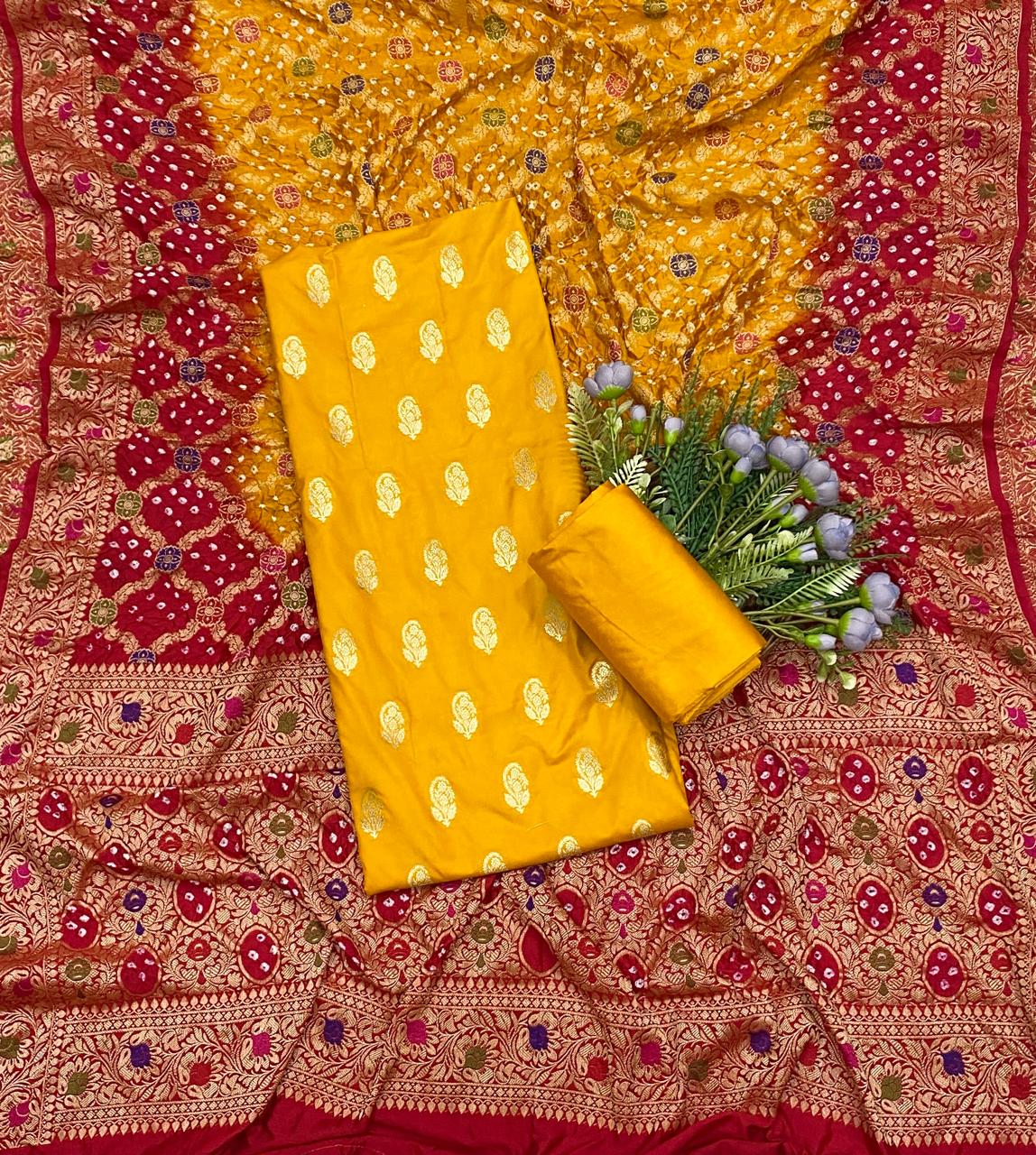 329D Banarasi Silk Yellow Suit Fabric / CKC Banarasi Edit