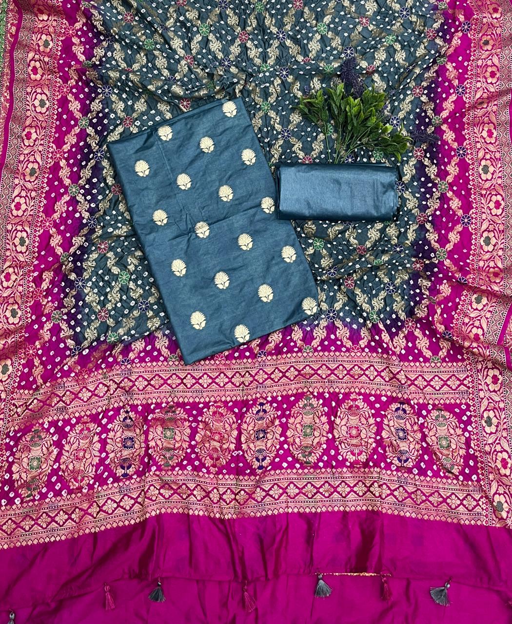 327D Banarasi Silk Sea Blue Suit Fabric / CKC Banarasi Edit