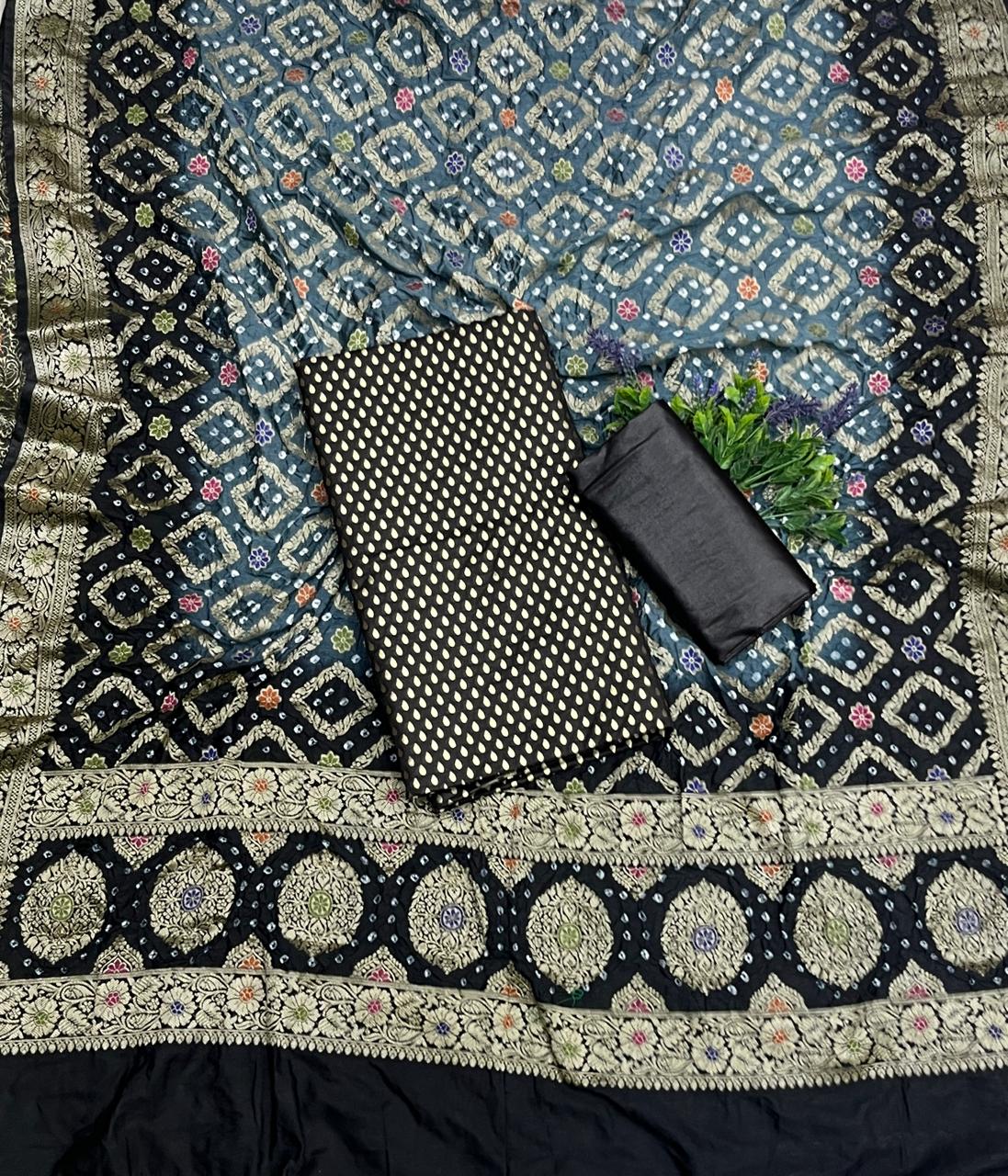 326D Banarasi Silk Black Suit Fabric / CKC Banarasi Edit