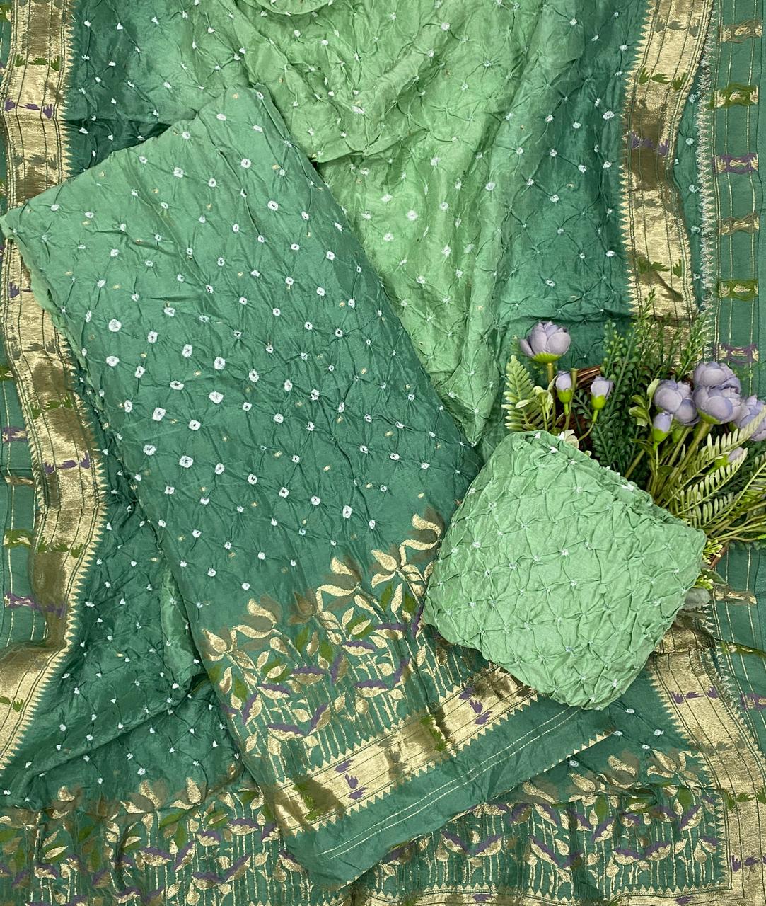 311D Dola Silk Green Suit Fabric / CKC Jaipuri Suits