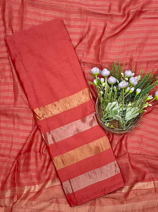 396D Pure Mul Maheshwari Red Suit Fabric / CKC Maheshwari Suits