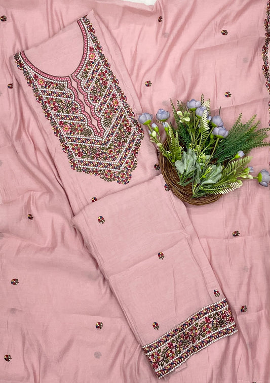 426D Mul Cotton Light Pink Suit Fabric / CKC Mul Cotton