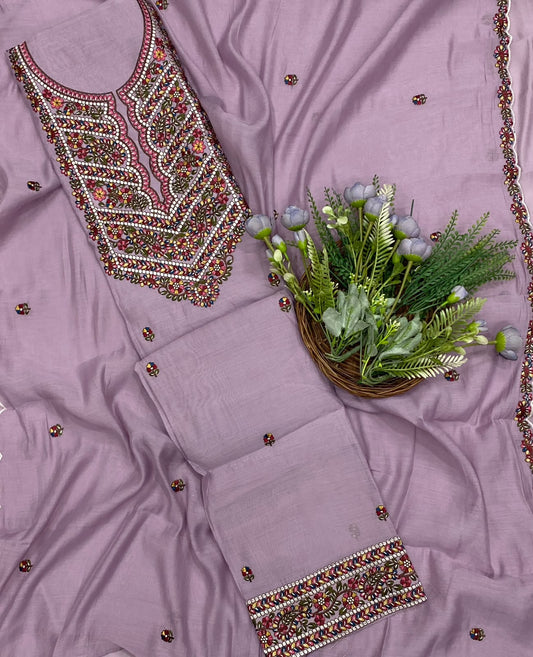 425D Mul Cotton Lilac Suit Fabric / CKC Mul Cotton