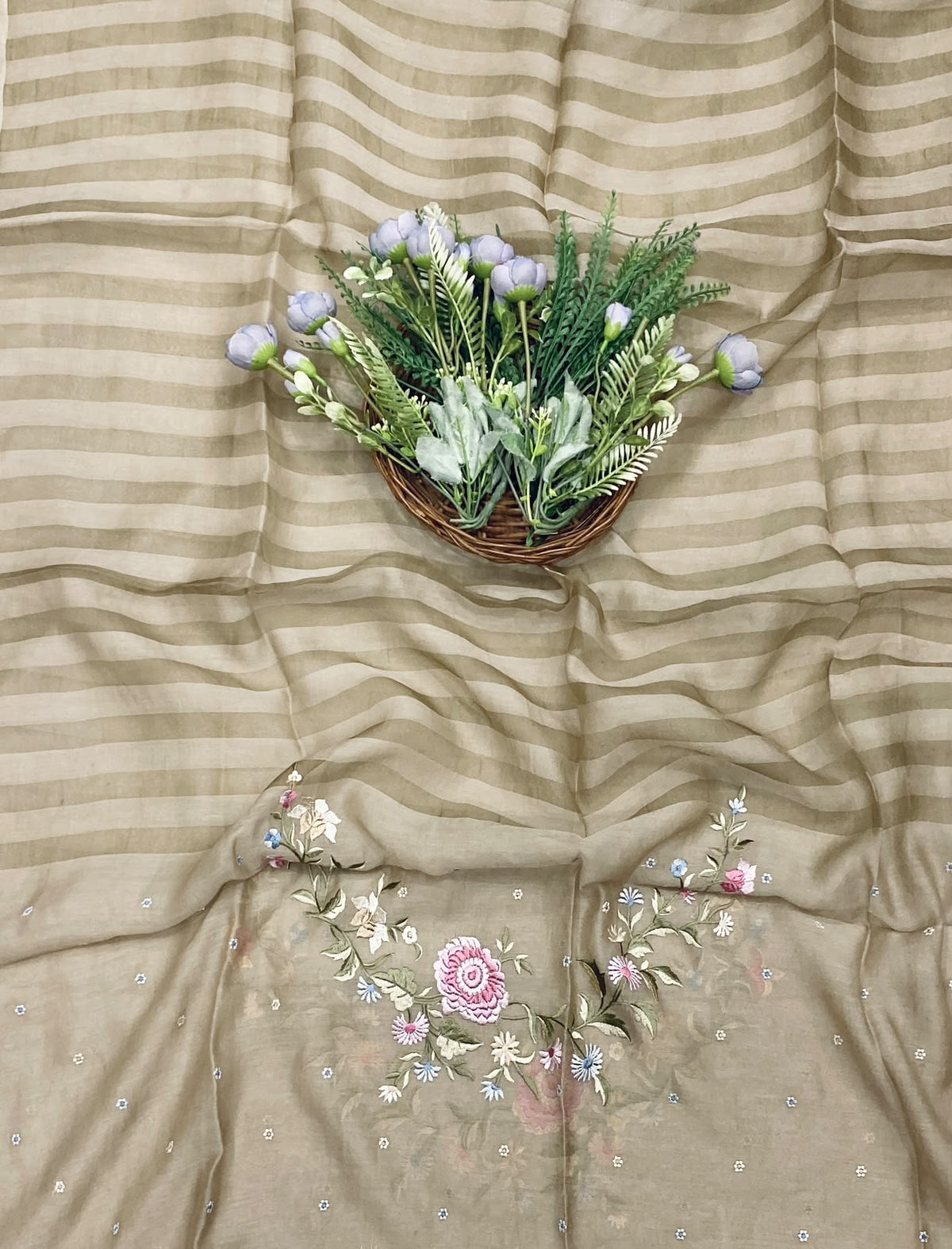 429D Pure Mul Cotton Beige Suit Fabric / CKC Mul Cotton