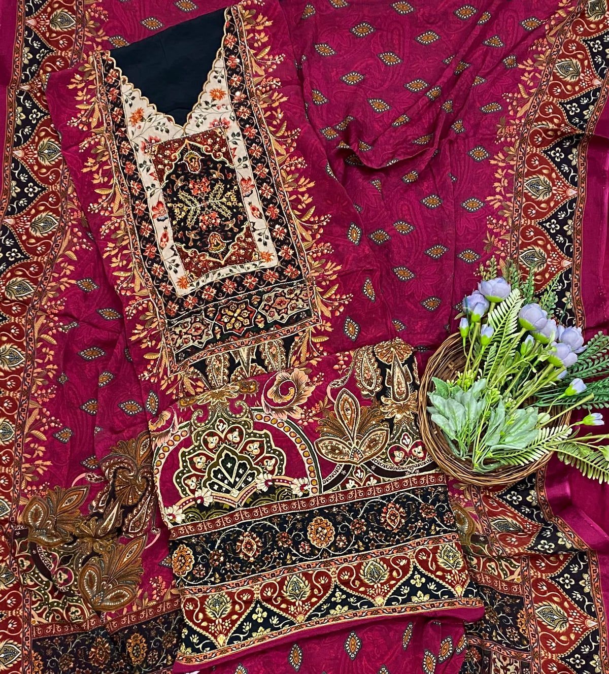 432D Crepe Dark Pink Suit Fabric / CKC Crepe Suits