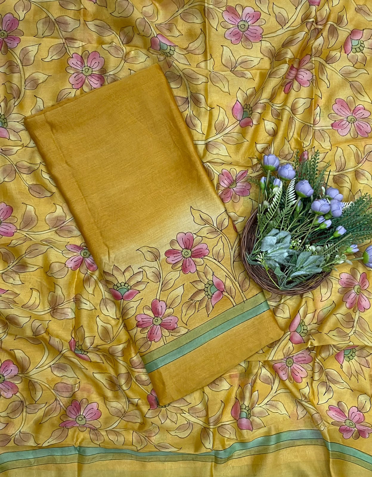 526D Pure  Maheshwari Mustard Suit Fabric / CKC Maheshwari Suits