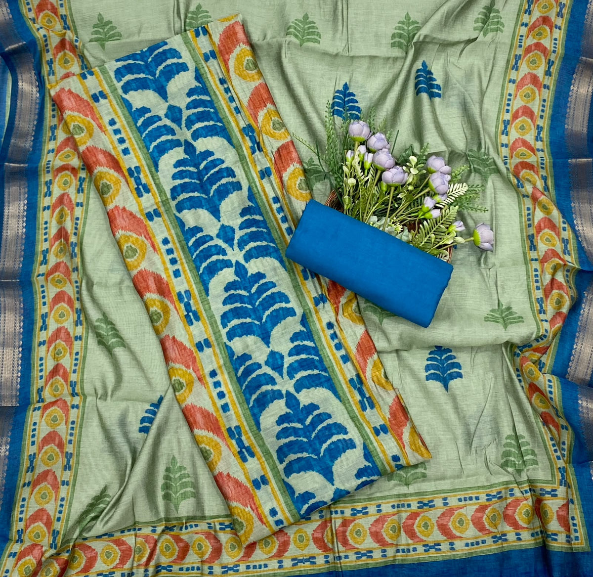 438D Maheshwari Green Suit Fabric / CKC Maheshwari Suits