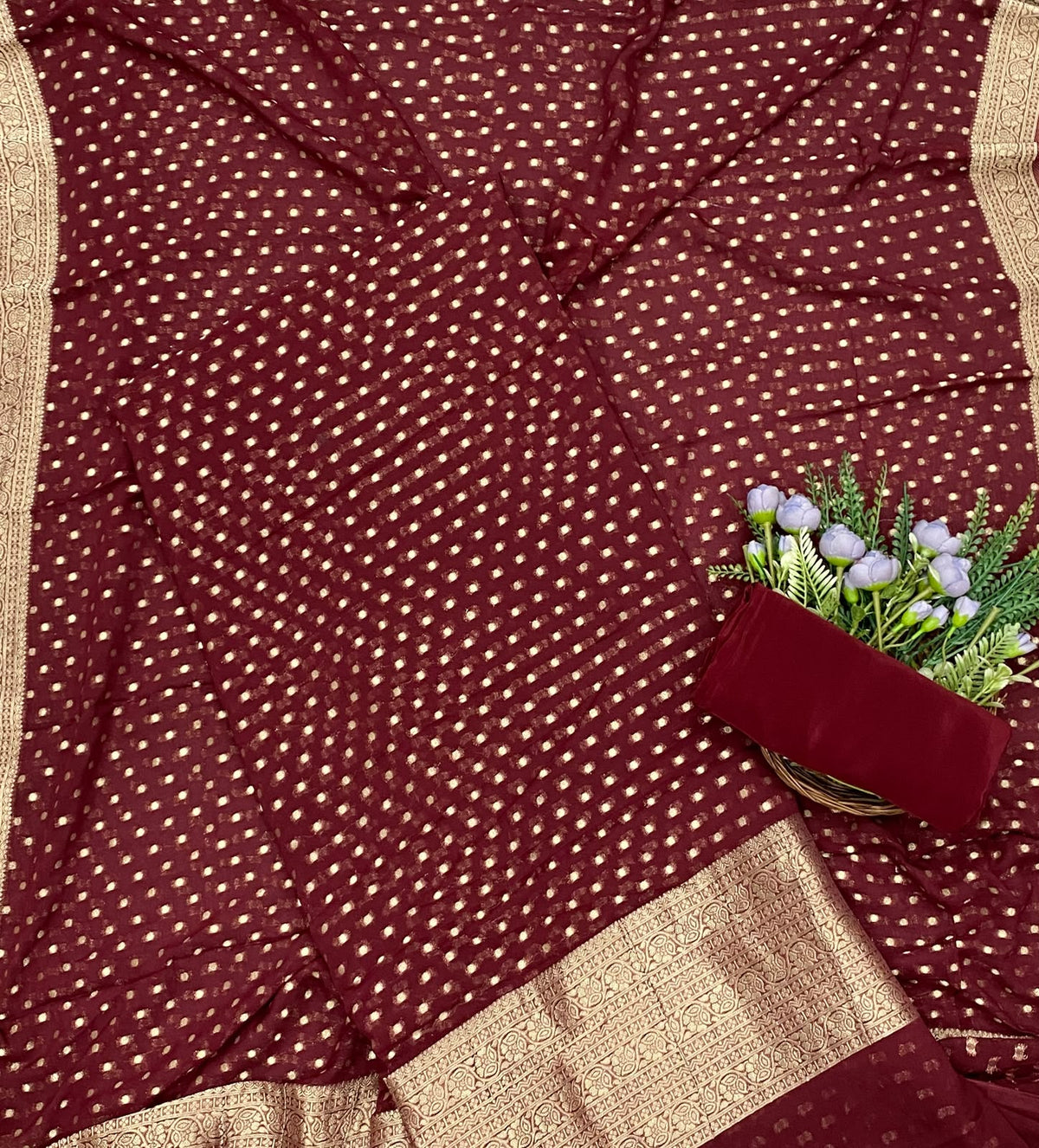 476D Banarasi Georgette Maroon Suit Fabric / CKC Banarasi Edit