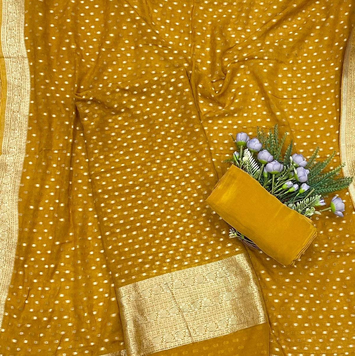 472D Banarasi Georgette Mustard Suit Fabric / CKC Banarasi Edit
