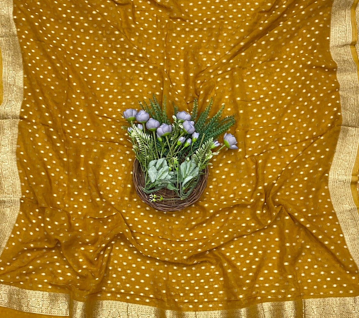 472D Banarasi Georgette Mustard Suit Fabric / CKC Banarasi Edit