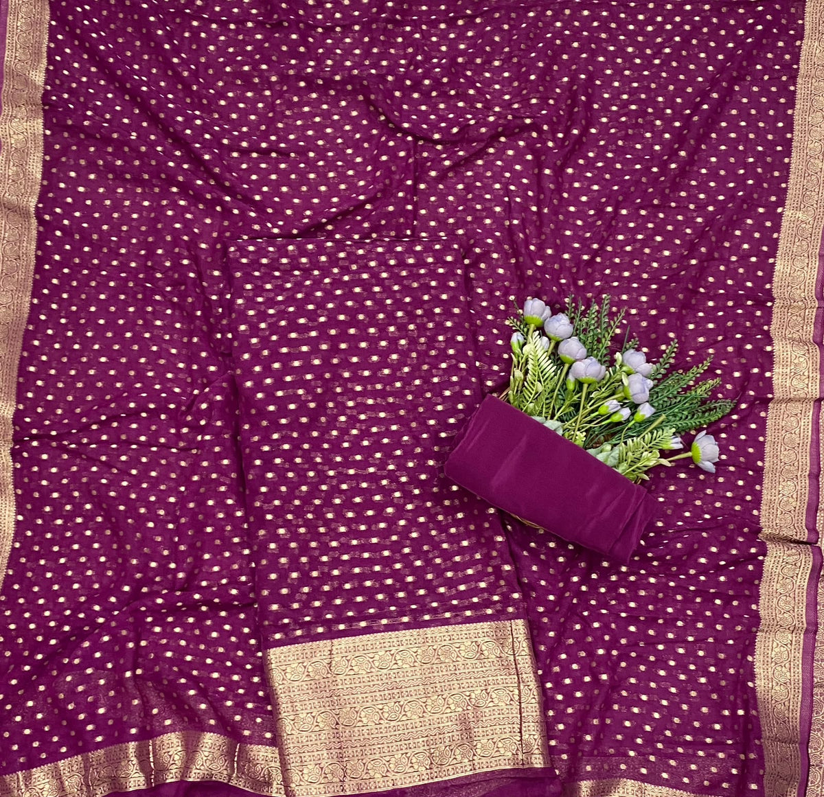 475D Banarasi Georgette Wine Suit Fabric / CKC Banarasi Edit