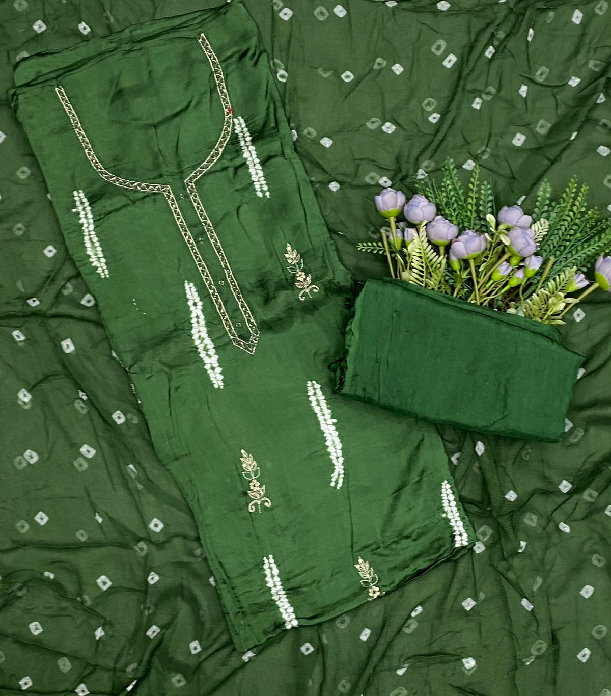 477D Pure Modal Green Suit Fabric / CKC Jaipuri Suits