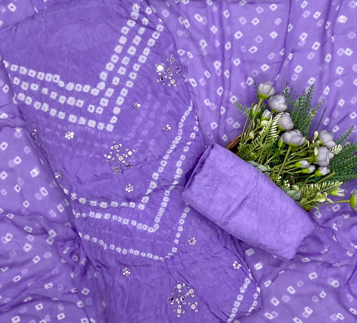 482D Organza Lilac Suit Fabric / CKC Jaipuri Suits