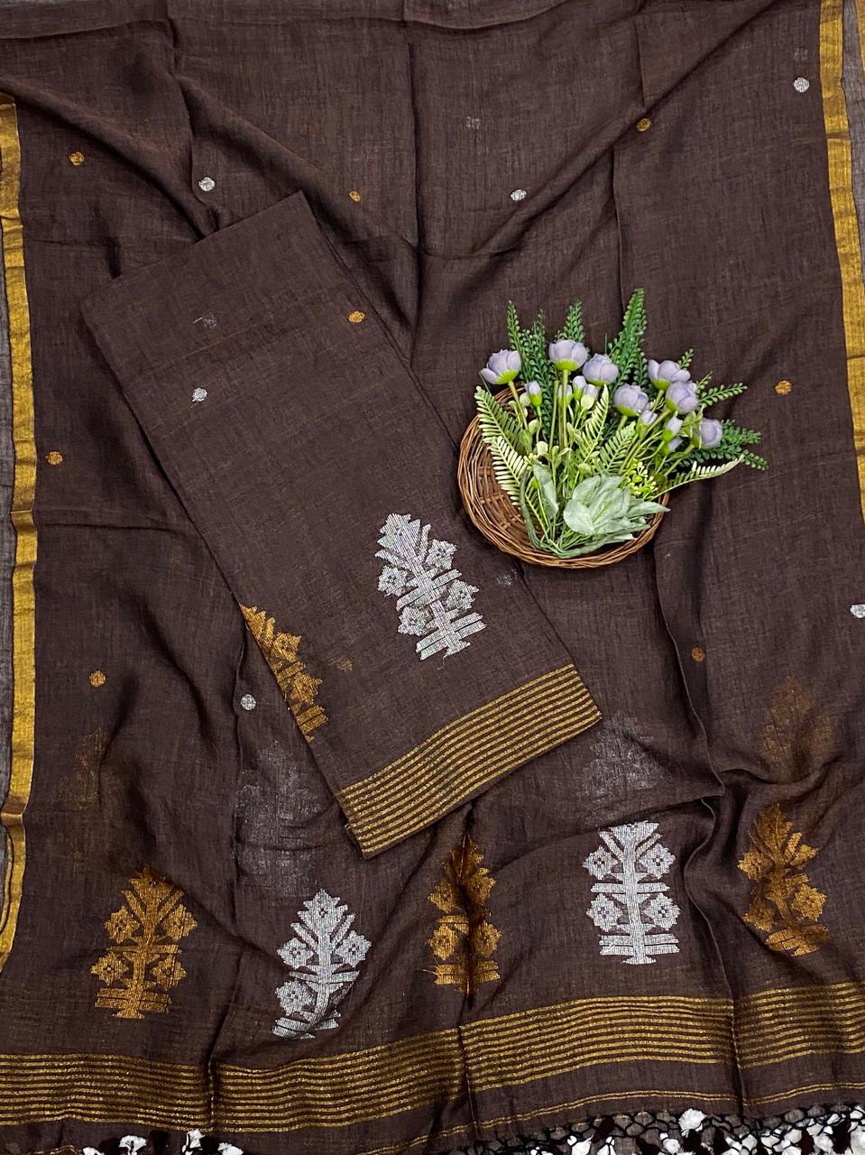 443D Linen Brown Suit Fabric/ CKC Linen Suits