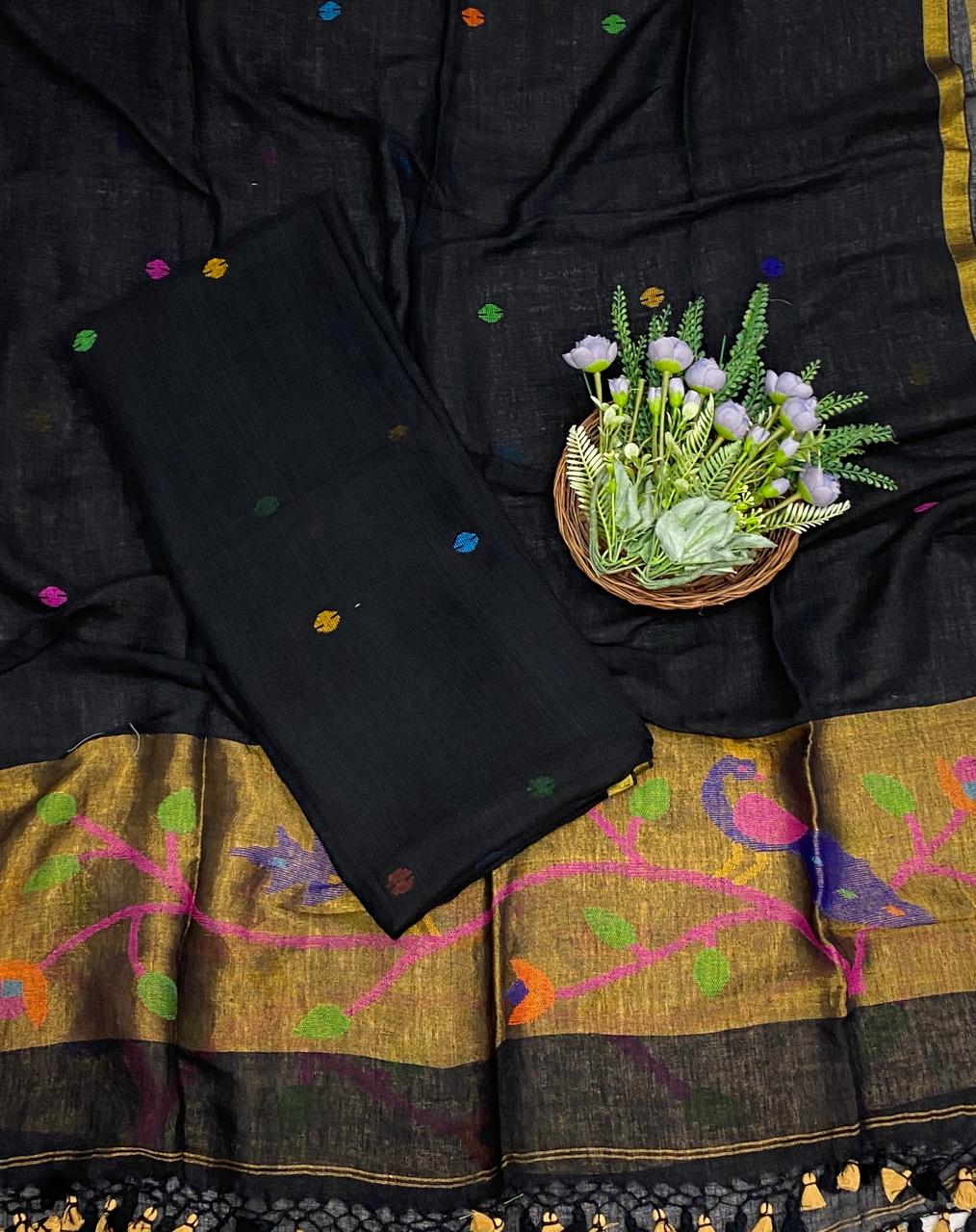 441D Linen Black Suit Fabric/ CKC Linen Suits
