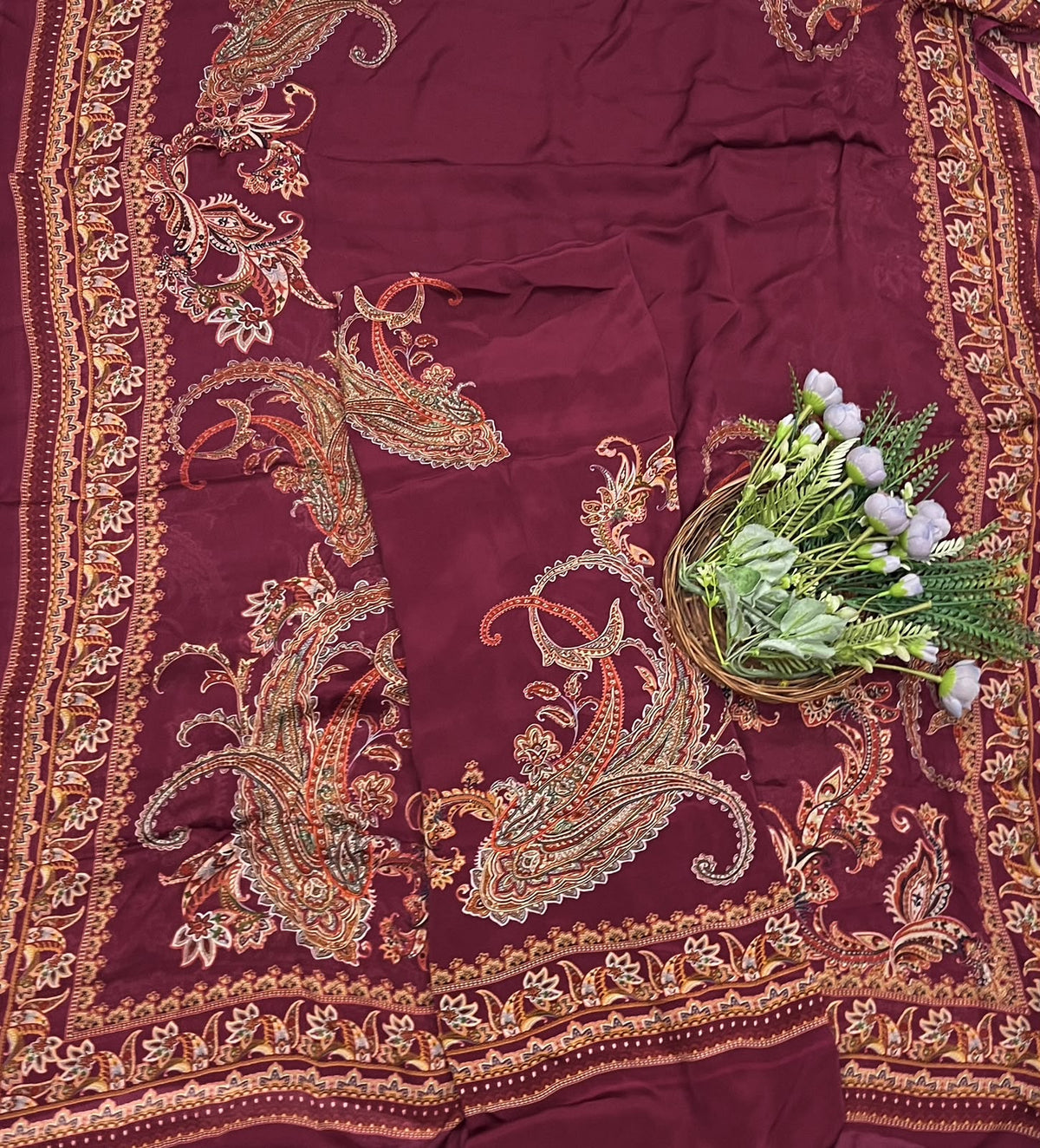 464D Crepe Maroon Suit Fabric / CKC Crepe Suits